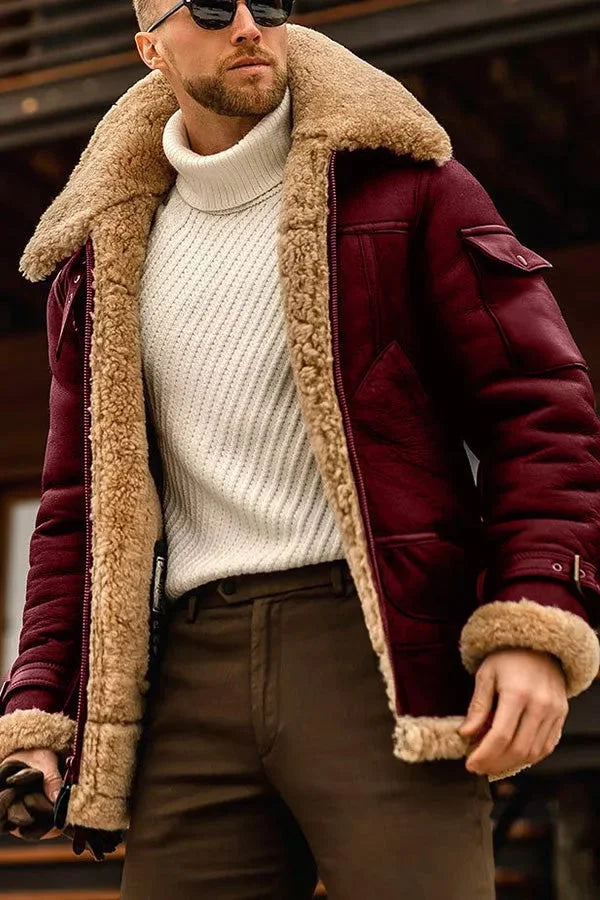 Men's Shearling Aviator Coat | Warm Winter Style