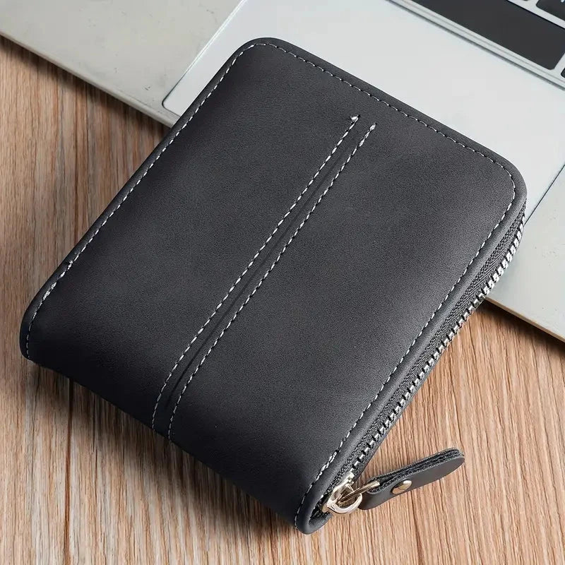 Men's Compact Wallet | Zipper Closure