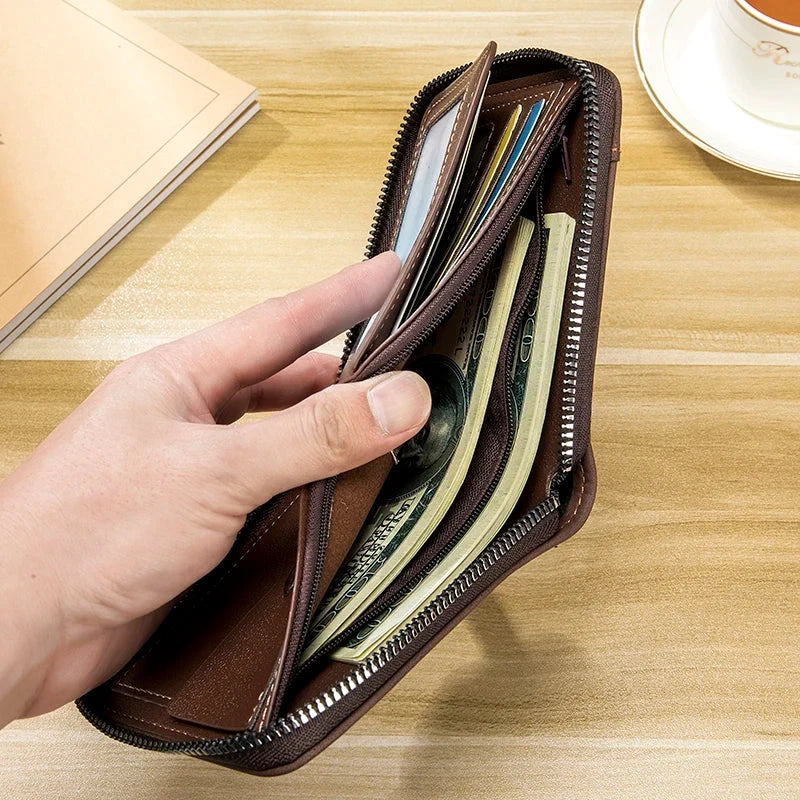 Men's Compact Wallet | Zipper Closure