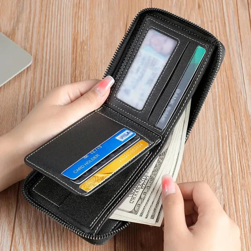 Men's Compact Wallet | Zipper Closure