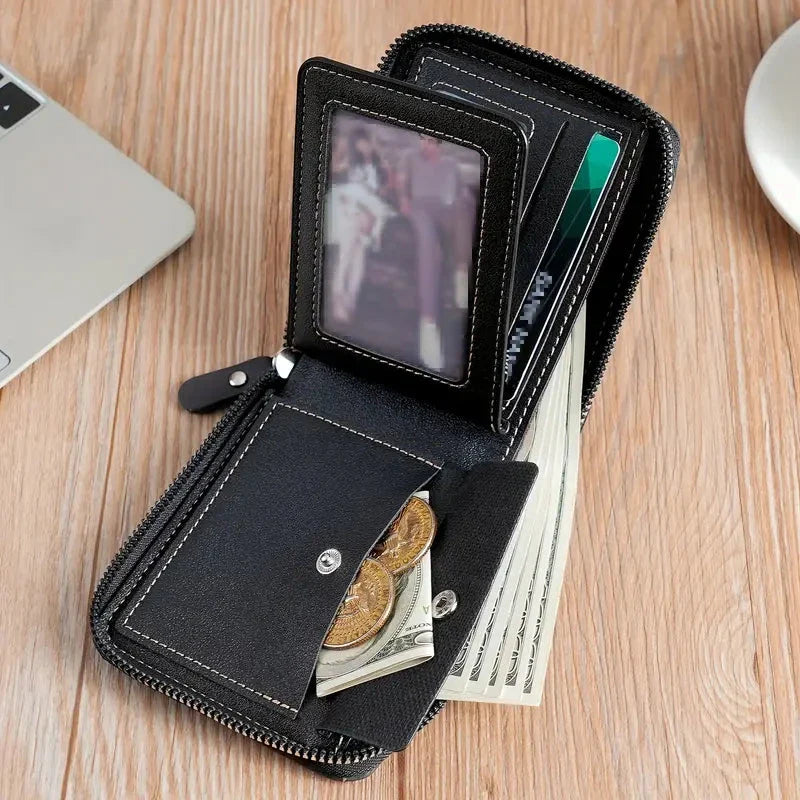 Men's Compact Wallet | Zipper Closure
