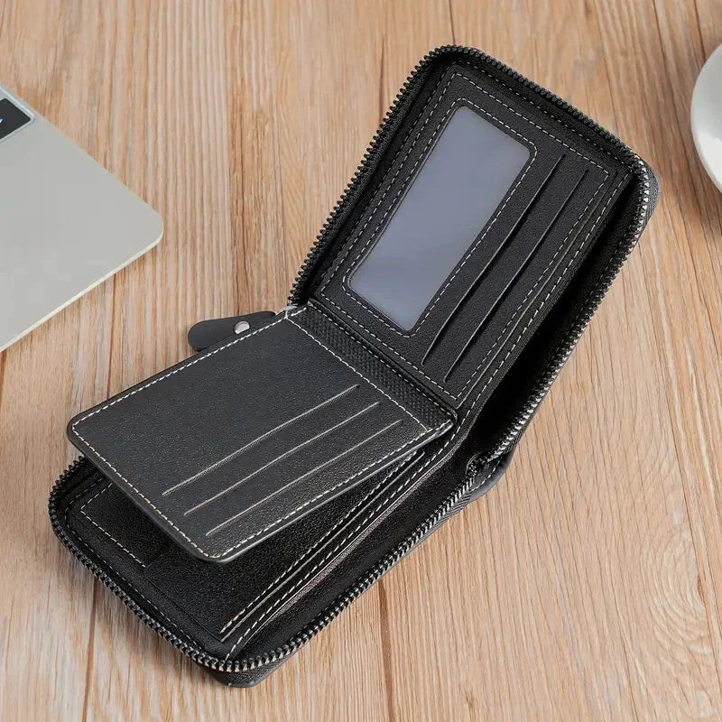 Men's Compact Wallet | Zipper Closure