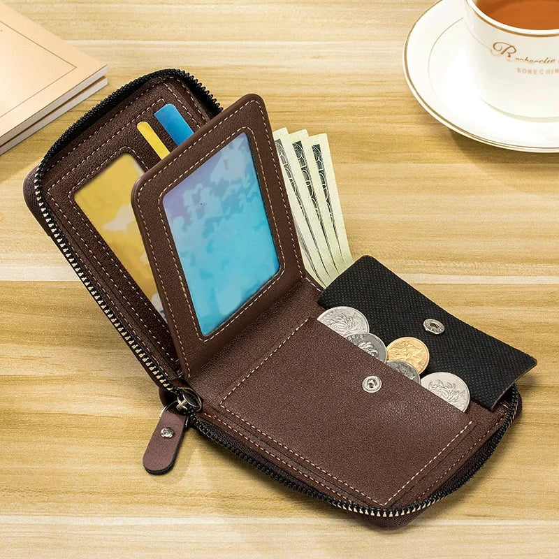 Men's Compact Wallet | Zipper Closure