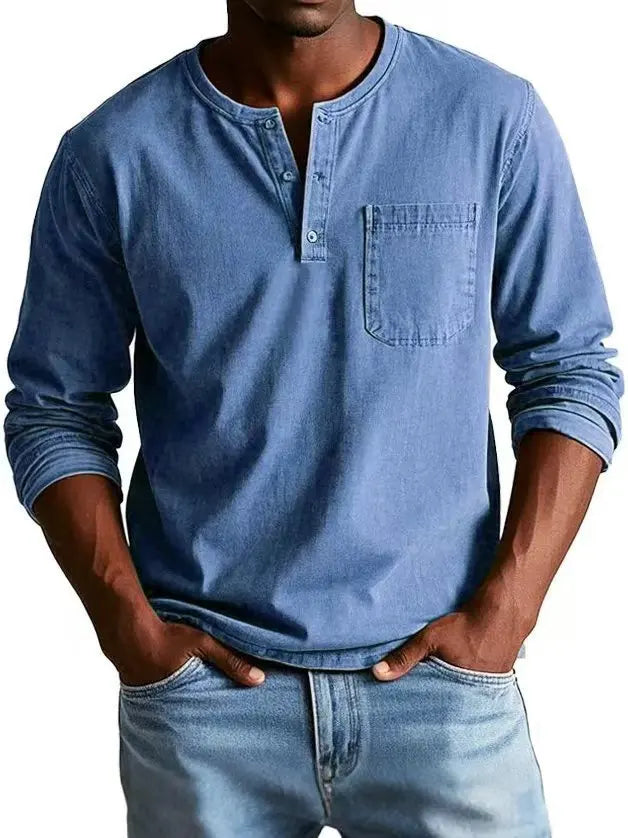 Men's Long-Sleeve Buttoned T-Shirt