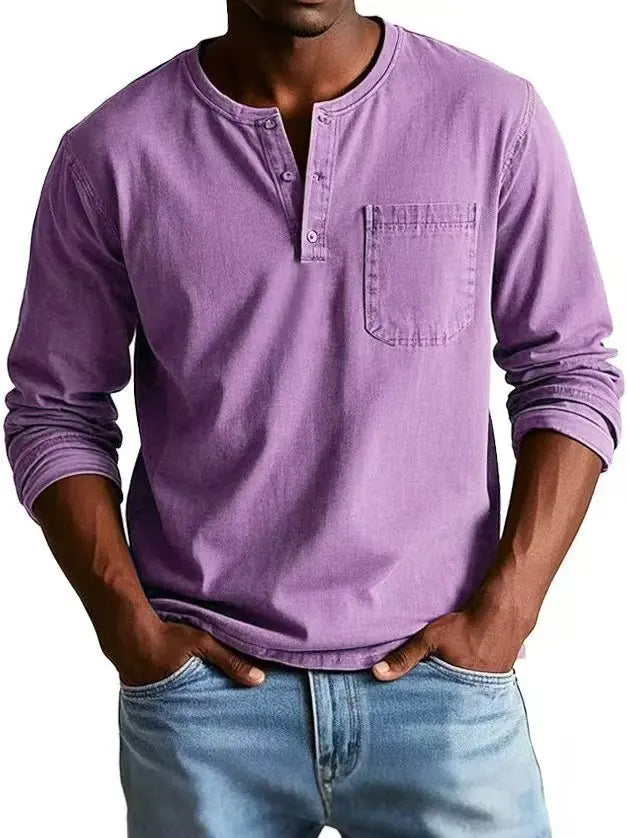 Men's Long-Sleeve Buttoned T-Shirt