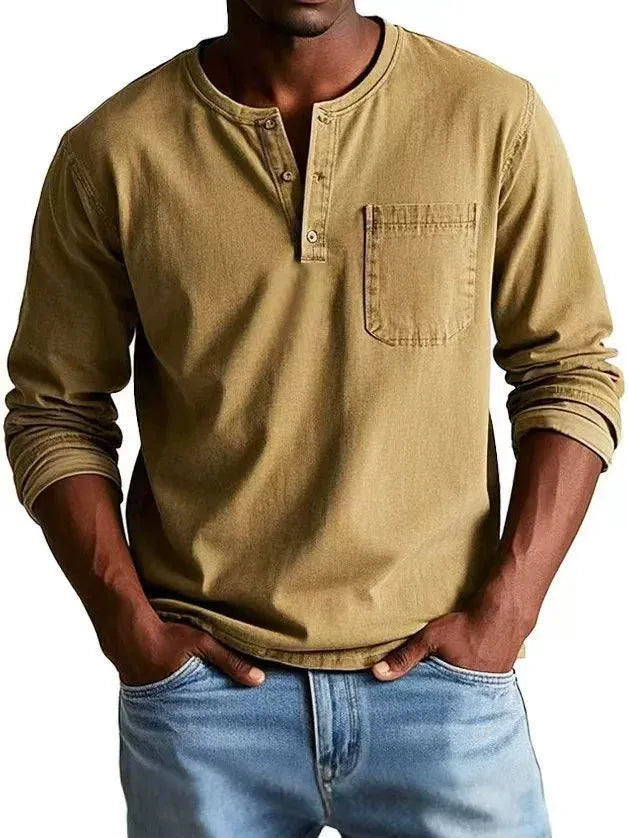 Men's Long-Sleeve Buttoned T-Shirt