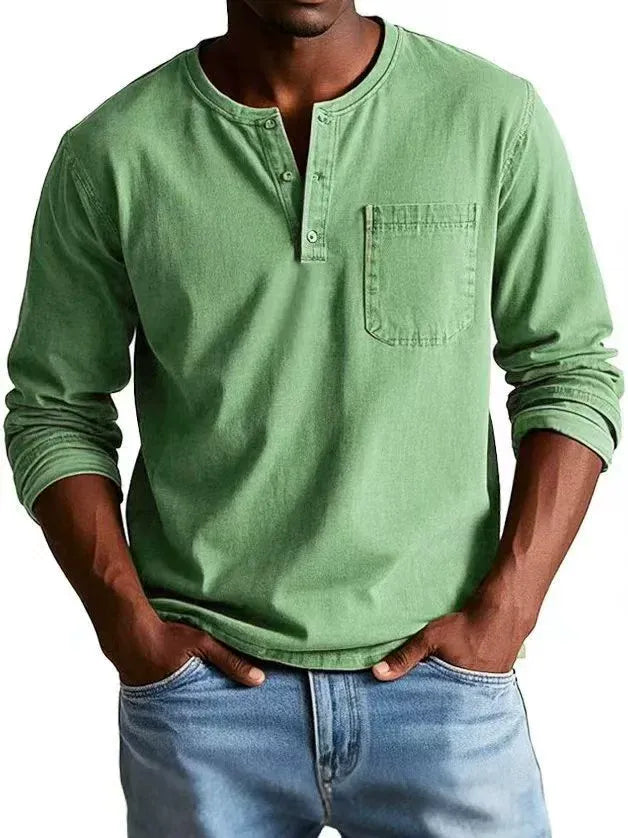 Men's Long-Sleeve Buttoned T-Shirt