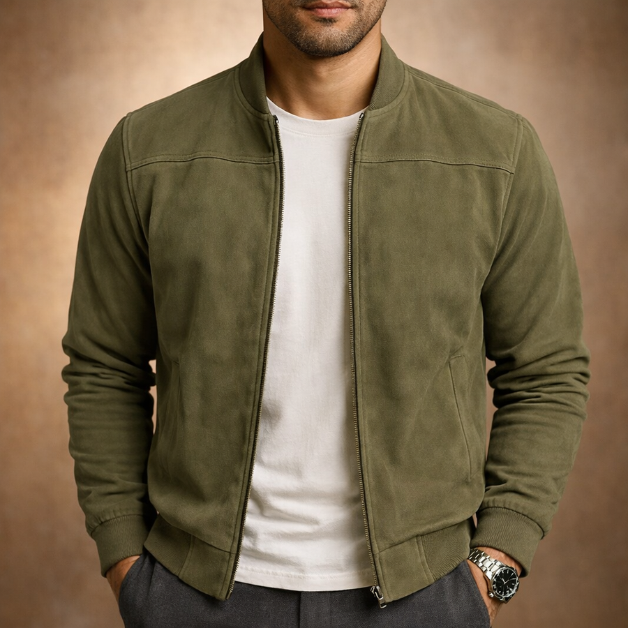 Men’s Zip-Up Bomber Jacket | Stand Collar