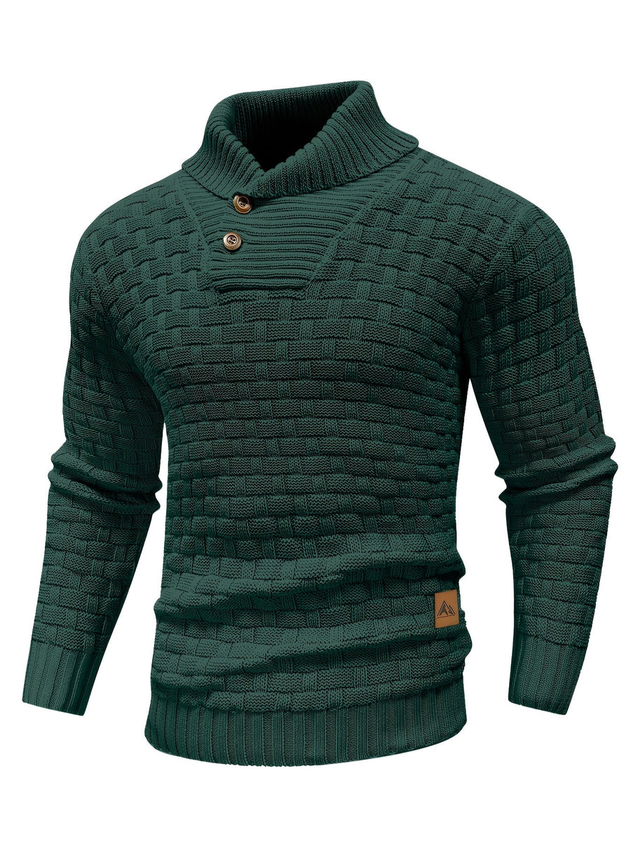 Męski Sweter Z Szalowym Kołnierzem | Długi Rękaw