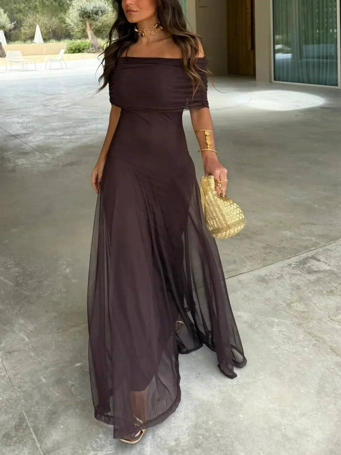 Women's Off-Shoulder Evening Dress | Maxi