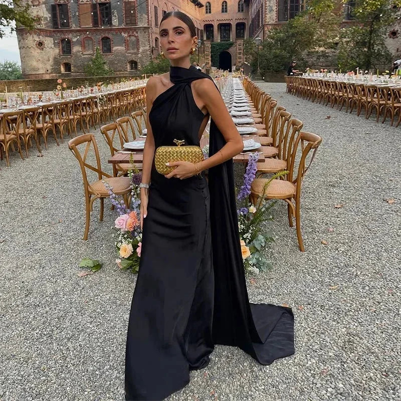 Dámské večerní šaty na jedno rameno | maxi